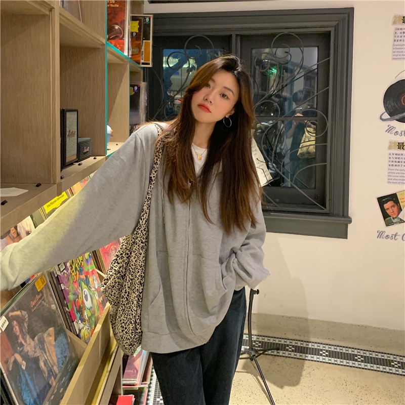 Áo khoác hoodie SUXI có khóa kéo tay dài phong cách Hàn Quốc trẻ trung thời trang dành cho nữ