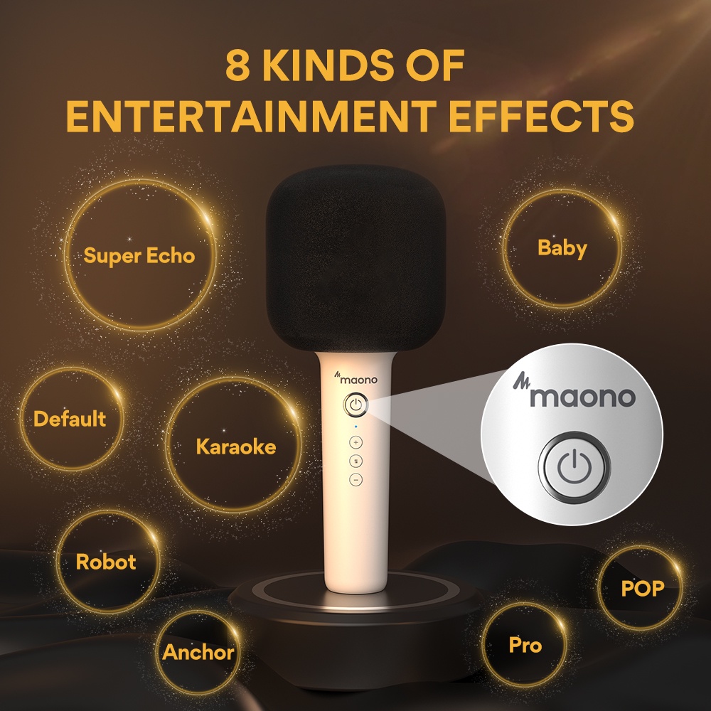 Micro không dây bluetooth 5.0 MAONO MKP100-trắng cho Family Karaoke
