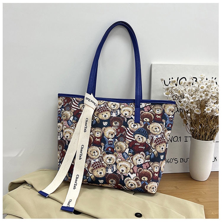 Túi tote Đeo Vai / Xách Tay Cỡ Lớn Hình Gấu Hồng Dễ Thương Thời Trang Mùa Hè Cho Nữ