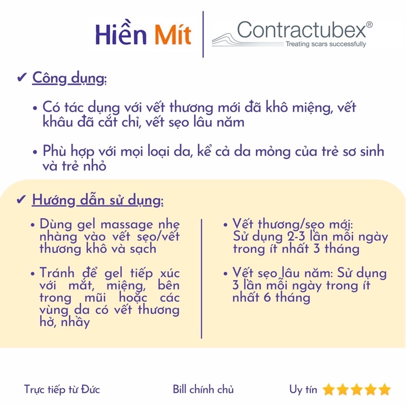 Nội địa Đức - Gel bôi liền sẹo Contractubex kem làm mờ đầy phẳng sẹo lồi lõm do mụn, phỏng, bỏng, vết thương sâu