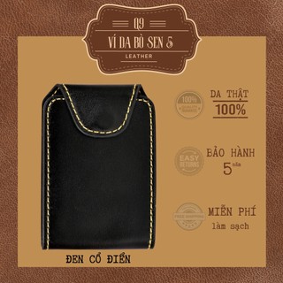 Ví da nam Q9 LEATHER Ví Sen 5 da bò thật cao cấp Màu Đen Cổ Điển