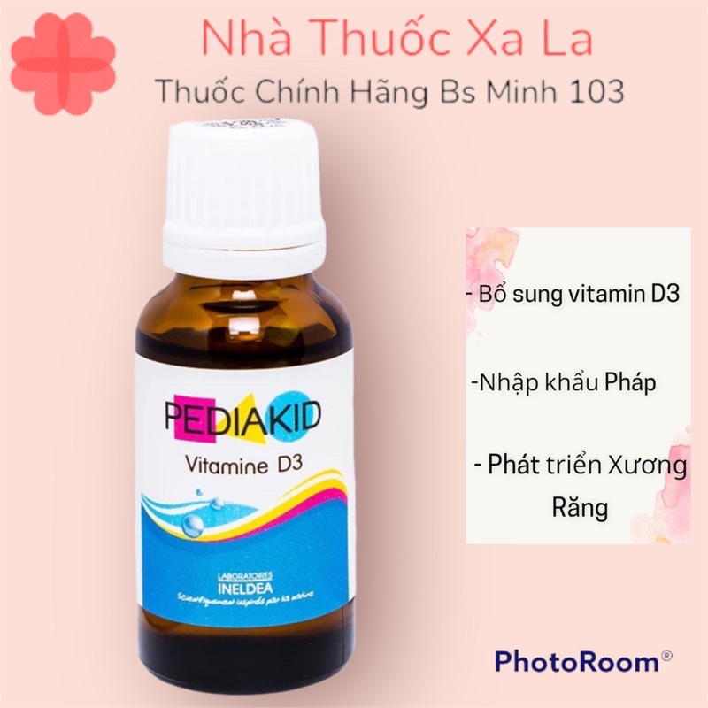 Vitamin D Cho Bé Pediakid Vitamin D3 - Tăng Cường Hấp Thu Canxi, Phòng Chống Còi Xương Và Tăng Sức Đề Kháng (Chai 20ml)