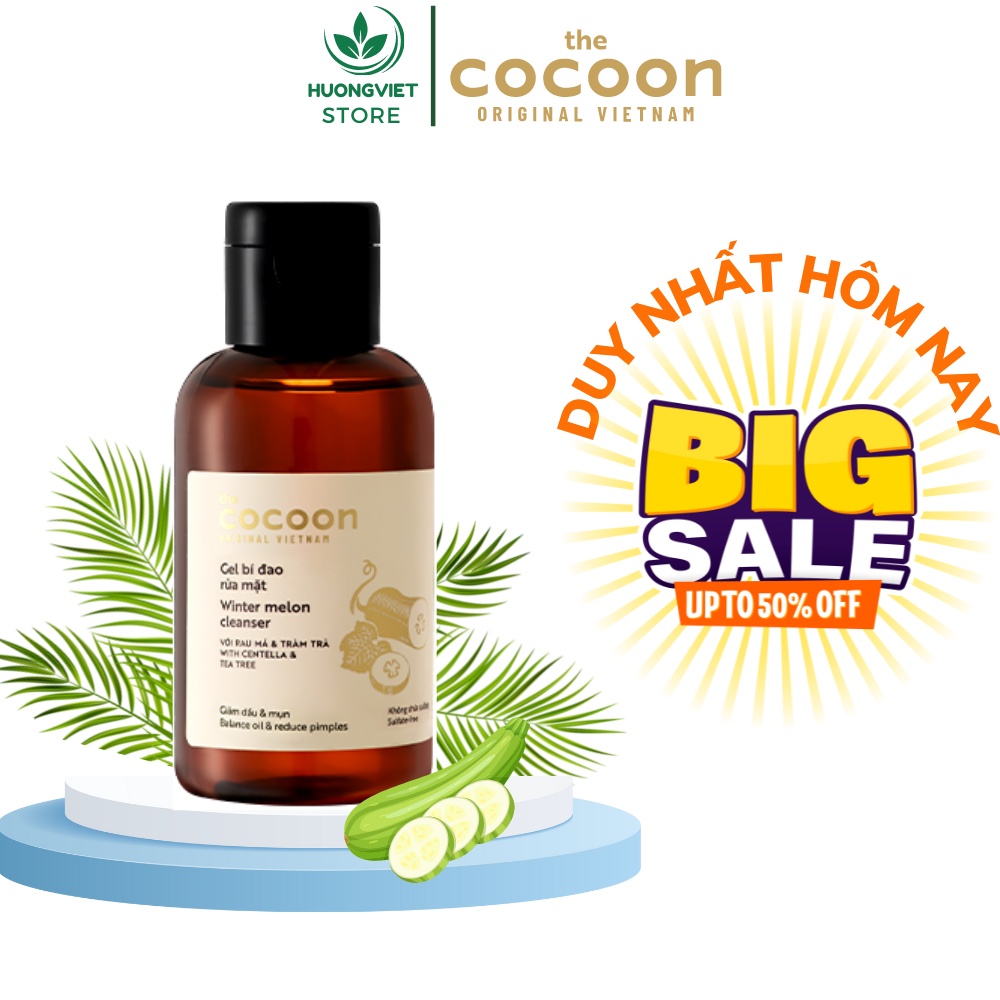 Gel Bí Đao Cocoon Việt Nam Chính Hãng 140ml Sữa Rửa Mặt Thiên Nhiên Dịu Nhẹ Kiềm Dầu Giảm Mụn Ẩn Tốt Cho Da Dầu Hỗn Hợp