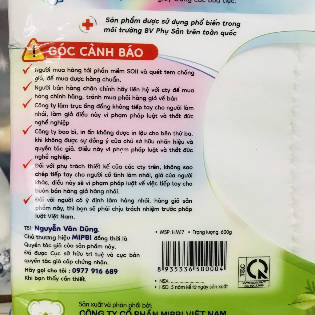 HÀNG CHÍNH HÃNG Khăn khô đa năng Mipbi 600gram,900gr an toàn cho bé MỀM MIN NHƯ LÀN DA EM BÉ