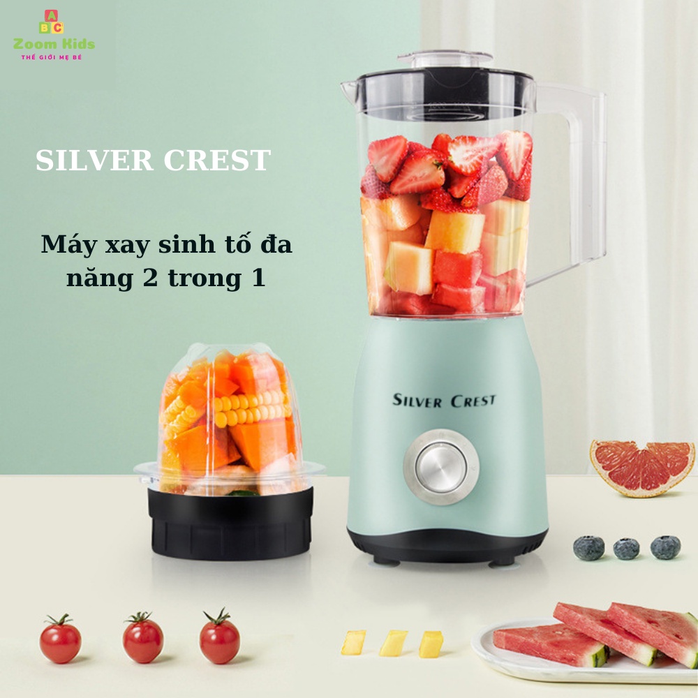 Máy Xay Sinh Tố Silver Crest 2 Trong 1 Cao Cấp, Xay Thực Phẩm Sữa Hạt Ngũ Cốc [Bảo Hành 12 Tháng]