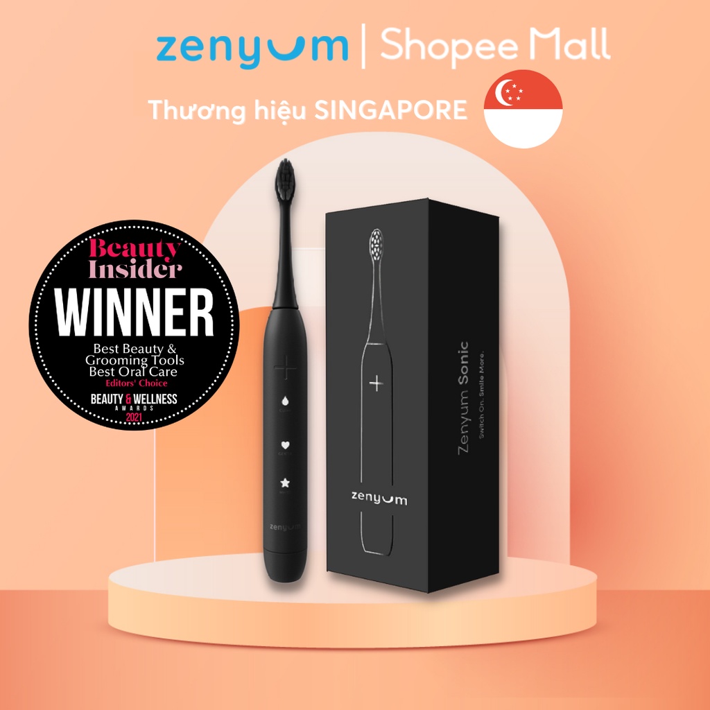 Bàn Chải Đánh Răng Điện Zenyum Sonic Màu Đen Matte Công Nghệ Singapore