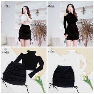 Siêu phẩm ** Set váy rút dây-áo cổ yếm Simee