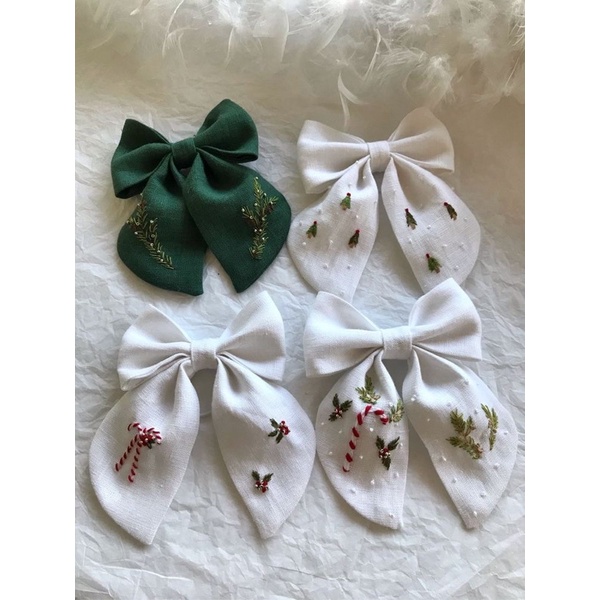 Nơ buộc tóc thêu tay (handmade by Pong)