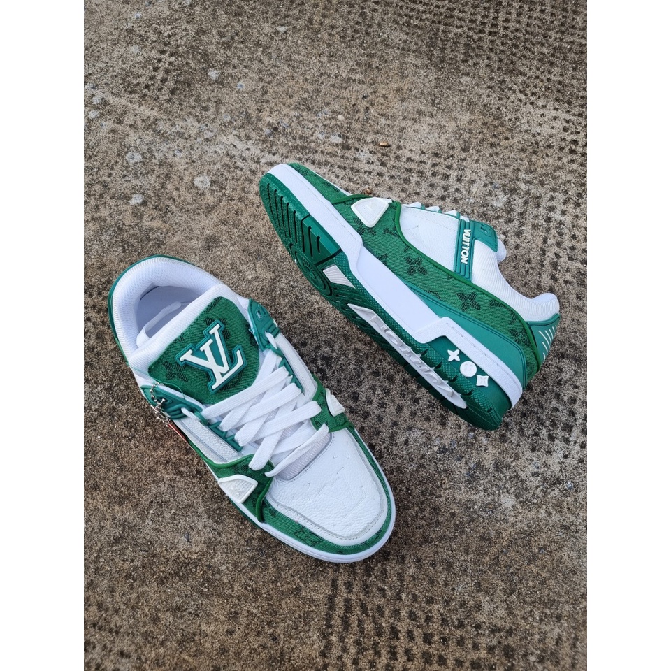 Giày Louis Vuitton LV Trainer Monogram Denim, Giày LV Xanh Lá, Màu Đen Nam Nữ Siêu Chất