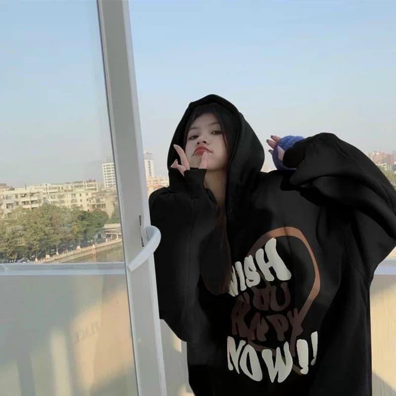 Áo khoác hoodie in chữ nam nữ phối nút bấm cổ áo mới lạ,chất vải nỉ áo vừa chống nắng vừa giữ ấm tốt.tp