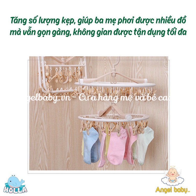 Móc chùm tròn Holla 32 kẹp/ Chùm Vuông Holla 24 kẹp siêu dày, bền, đẹp