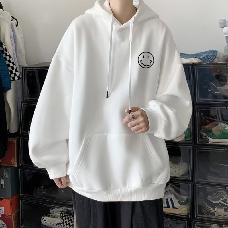 Kích Thước M-8XL. Áo hoodie Tay Dài In Hình Mặt Cười Dễ Thương Phong Cách hip hop Đường Phố Mỹ Thời Trang Thu Đông Cho Nam