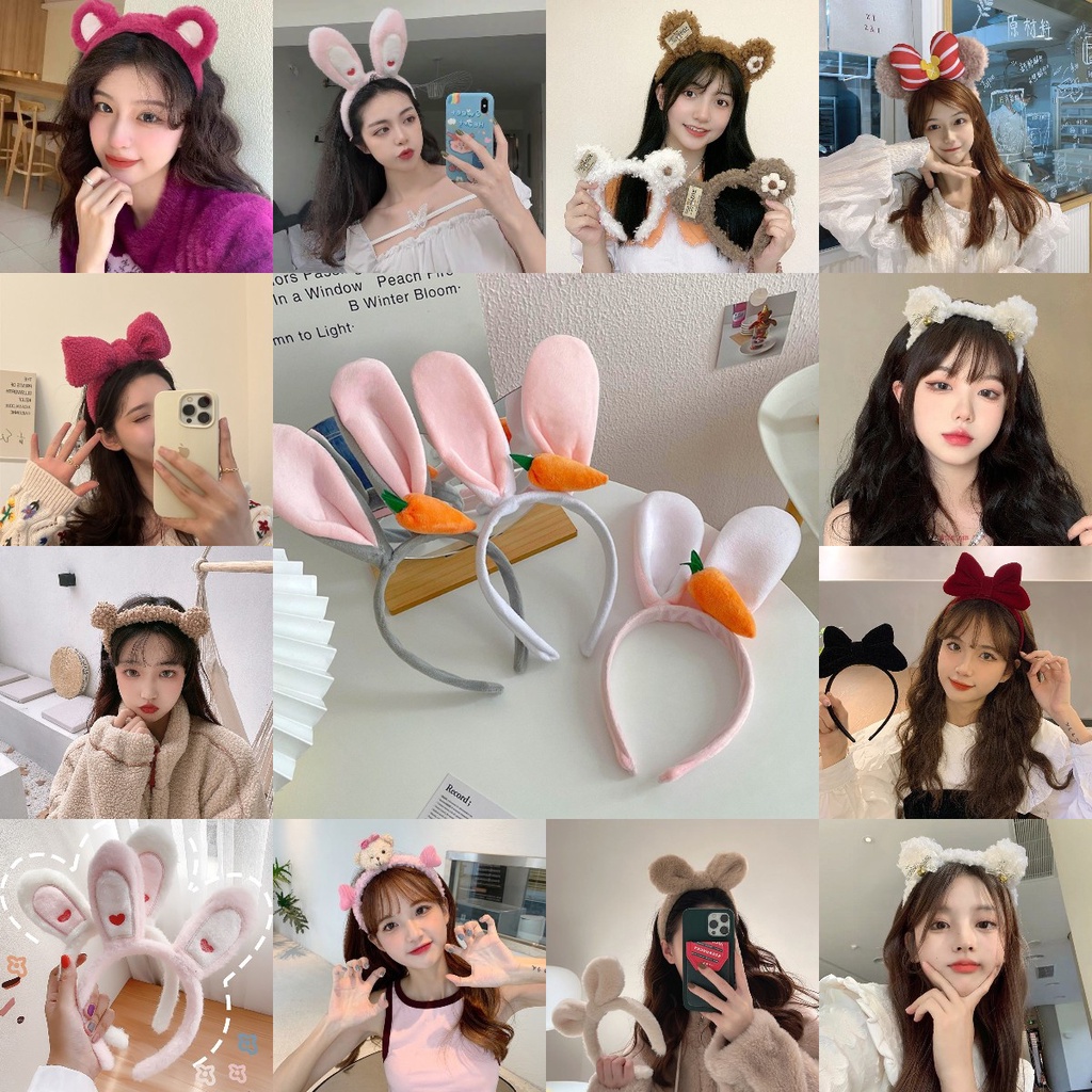 Băng Đô Cài Tóc Rửa Mặt Hình Tai Gấu Ba Chiều Dễ Thương Phong Cách Hàn Quốc