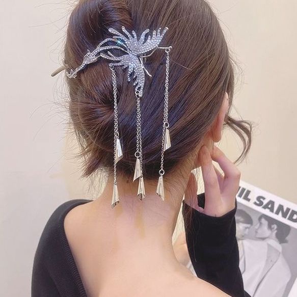 Kẹp Tóc Hình Bướm Phối Tua Rua Lưng Phẳng Siêu Nhấp Nháy Tinh Tế Cao Cấp Dành Cho Bạn Nữ