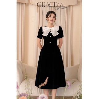 Váy nhung dài cộc tay cổ điển nanstudios - grace dress
