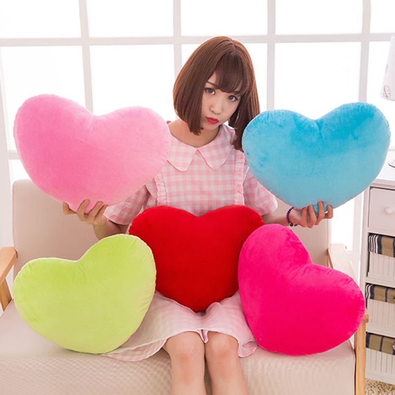 Gối Tựa Lưng Mềm Mại Hình Trái Tim 50cm Màu Trơn Trang Trí Nhà Cửa