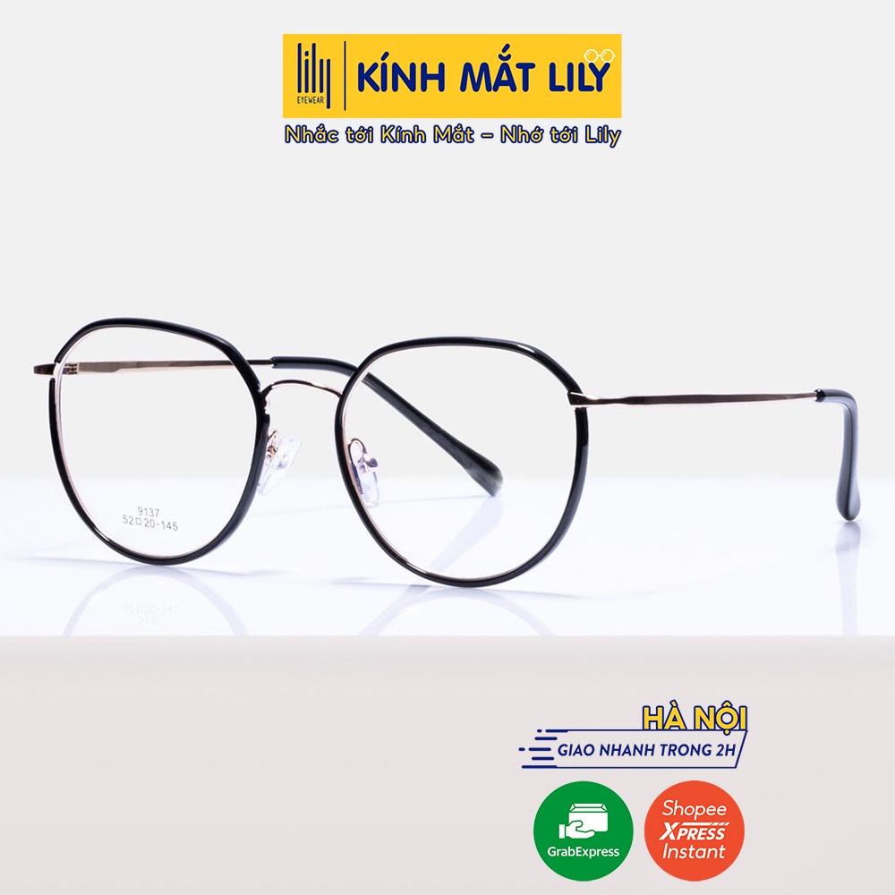 Kính thời trang nữ LILYEYEWEAR mắt tròn to không độ thanh mảnh nhiều màu 9137