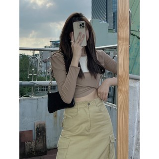 A014 Áo thun pha cổ khoét vai AUDREY