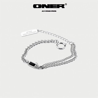 Vòng tay ONER Thép Titan ( không gỉ ) “Black Rec Bracelet” ( Bảo Hành Thép 1 Tháng )