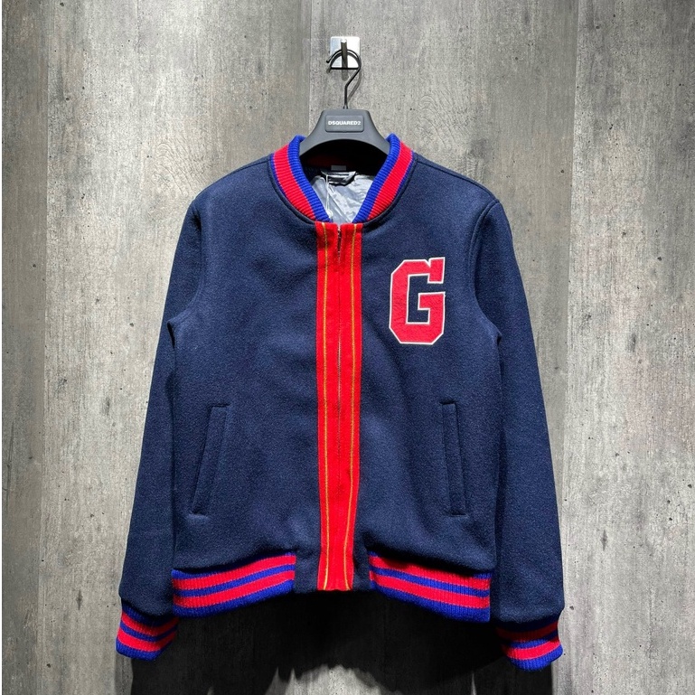 Áo khoác Bomber Gucci phối sọc viền xanh đỏ LA 1-1 on web