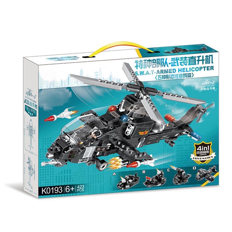 BỘ ĐỒ CHƠI XẾP HÌNH Xe Swat, Tàu Chiến Hạm - Đồ Chơi Lắp Ráp Máy Bay