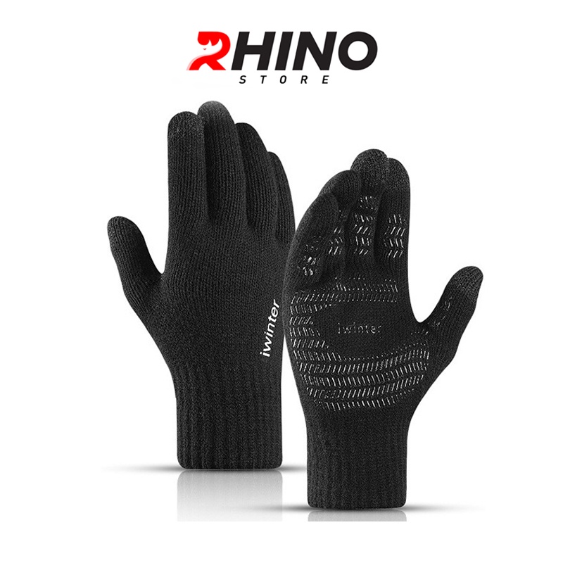 Găng tay len giữ ấm mùa đông chống trượt Rhino WG901 cảm ứng điện thoại, bảo hộ lao động, đi phượt