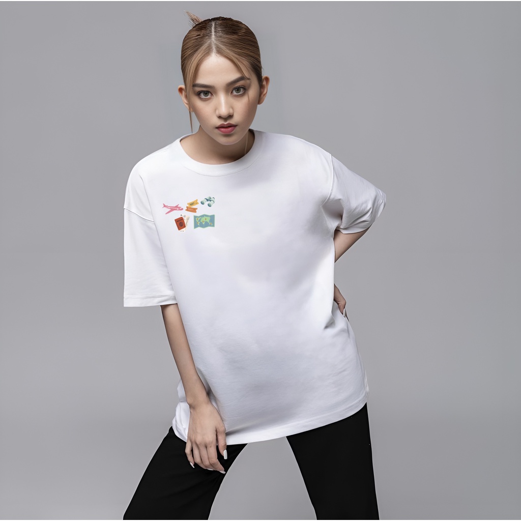 Áo thun Nam Nữ Local Brand Adoka Form tay lỡ Châu Âu Unisex . 5 màu . Mẫu Tee4 “STICKER TRAVEL”