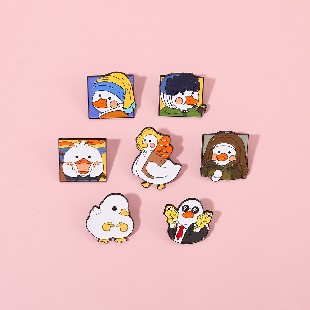 Ghim cài áo trang trí Qihe Jewelry hình vịt hoạt hình đáng yêu