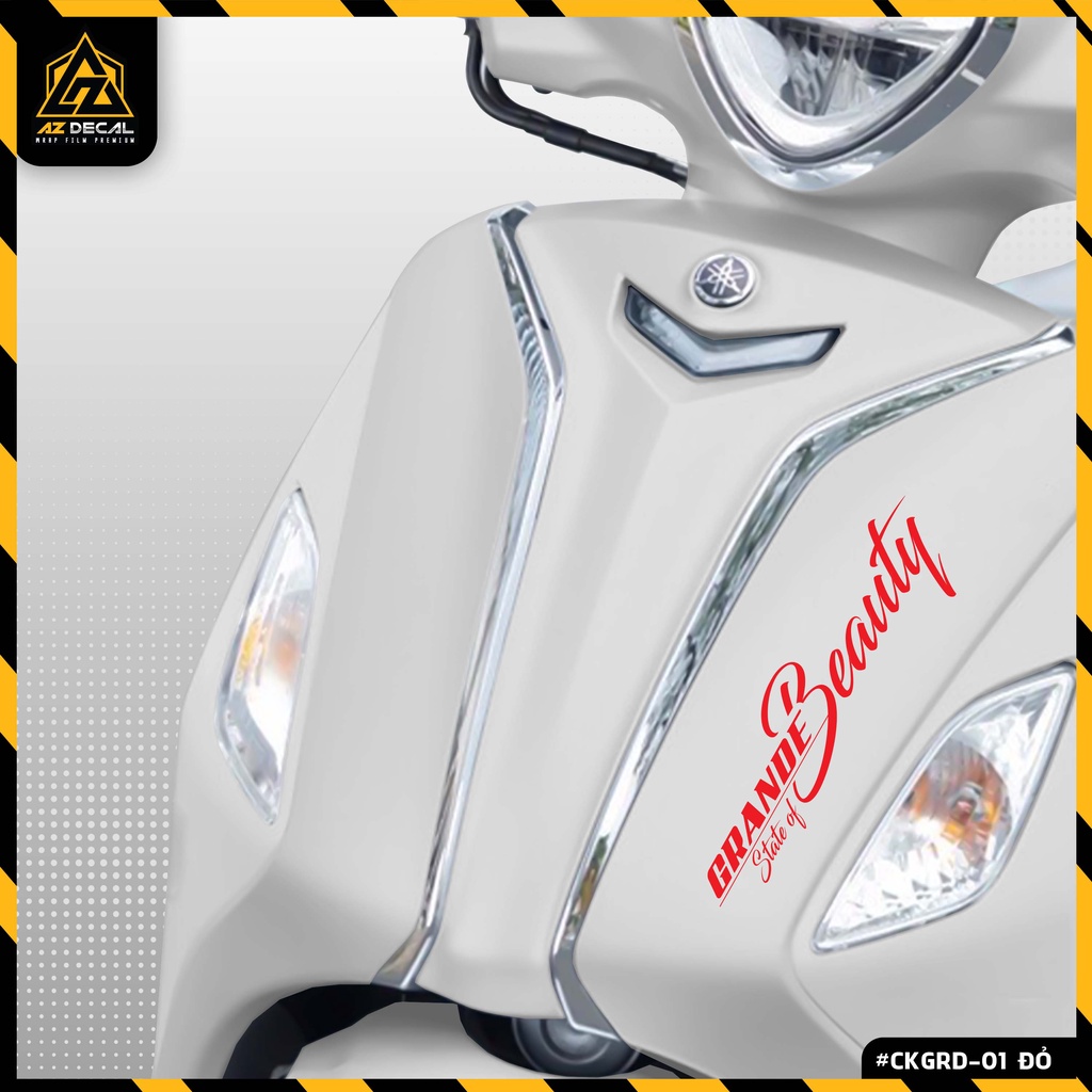 Tem Xe Yamaha Grande Đẹp Chữ State Of Beauty | CKGRD-01 | Decal Trang Trí Grande, Cắt Sẵn Dễ Dán