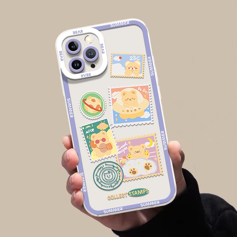 Ốp Điện Thoại Silicon TPU Mềm Trong Suốt Hình Gấu Chống Sốc Cho IPhone 14 13 Pro Max 11 12 6S 7 8 14 Plus X XS XR