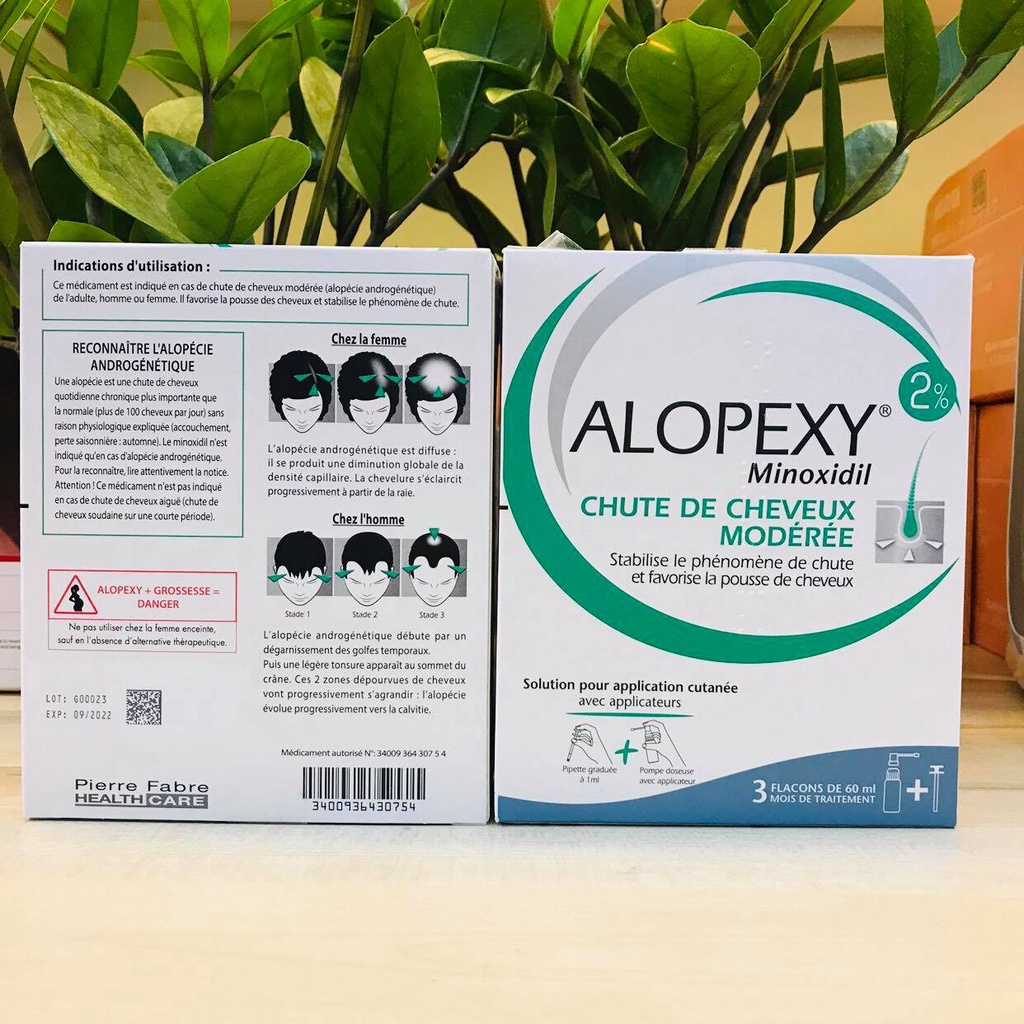 Serum kích mọc tóc Alopexyl Minoxidil 2% chính hãng Pháp, ngăn rụng, hói và mọc tóc, mày cho nữ