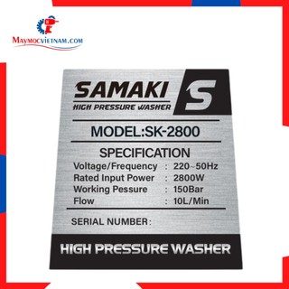 SK-2800 Máy Rửa Xe Samaki (2800W/ 150Bar/ Dây Xịt 10m/ Motor Lõi Đồng)