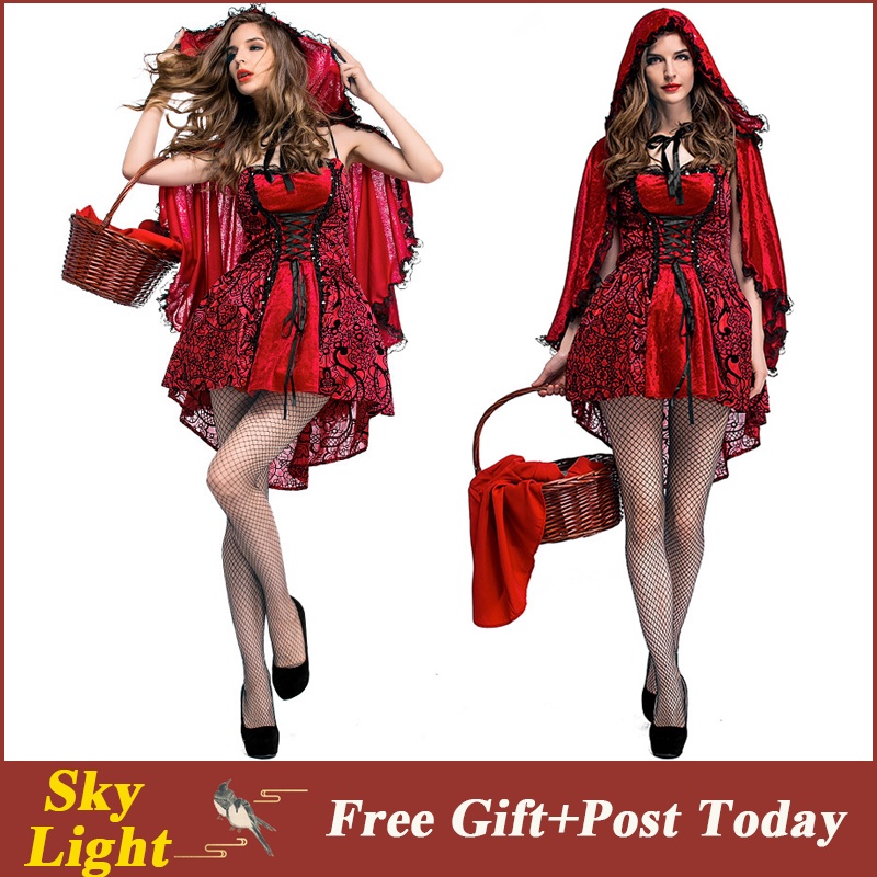 Đầm Hóa Trang Cô Bé Quàng Khăn Đỏ Phong Cách Gothic Quyến Rũ Cho Nữ