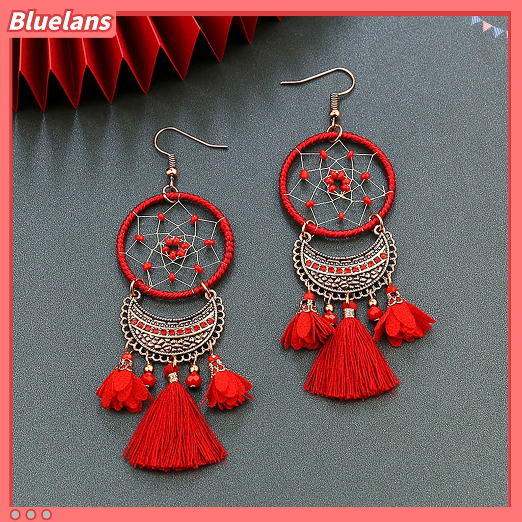 Bông Tai Dáng Dài Tua Rua Màu Đỏ Thời Trang 48h Dành Cho Bạn Gái