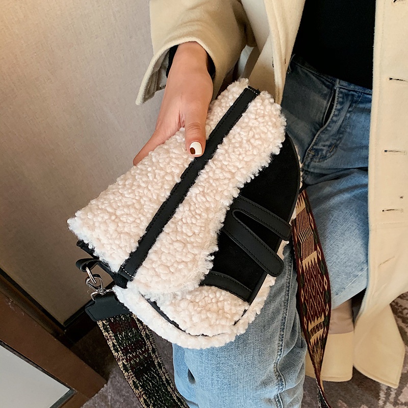 Túi Đeo Chéo Bằng Lông Cừu Phong Cách Hàn Quốc Cho Nữ
