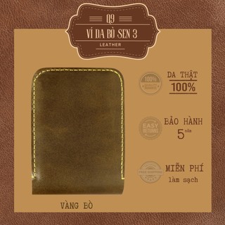 Ví da nam Q9 LEATHER Ví Sen 3 da bò thật cao cấp nhỏ gọn Xanh Oliu