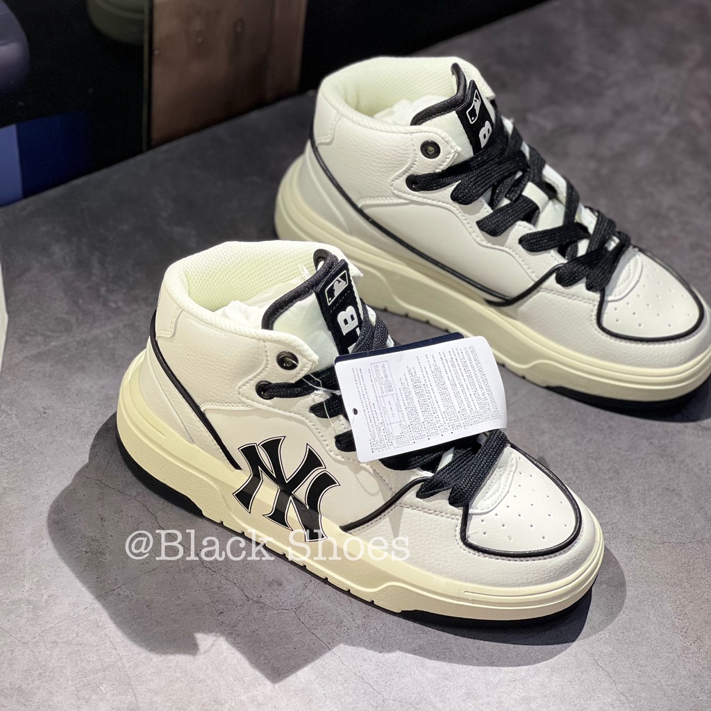 Giày NY MLB Liner Đen Cao Cổ Đế 5cm Giày Tăng Chiều Cao Giày Sneaker Nam Nữ Giày Thể Thao NY Chunky Newyork Hig Mới