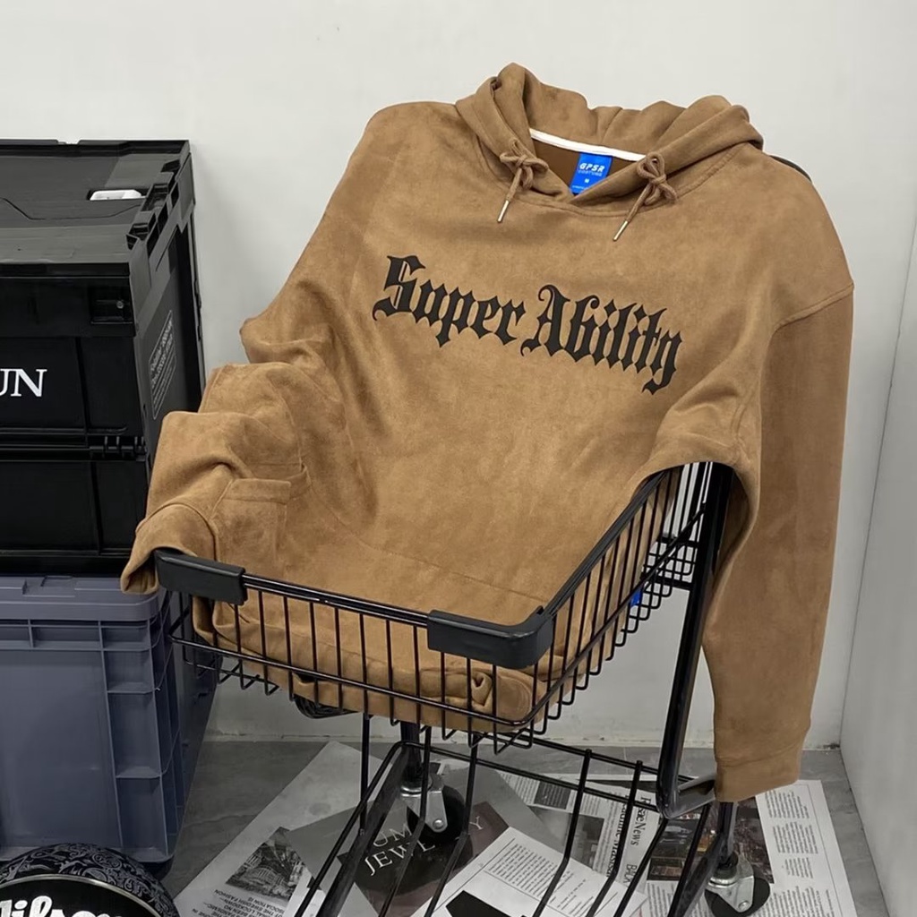 Áo Khoác Hoodie Da Lộn Dáng Rộng In Chữ Thập Kiểu Retro Đường Phố Cá Tính Cho Các Cặp Đôi