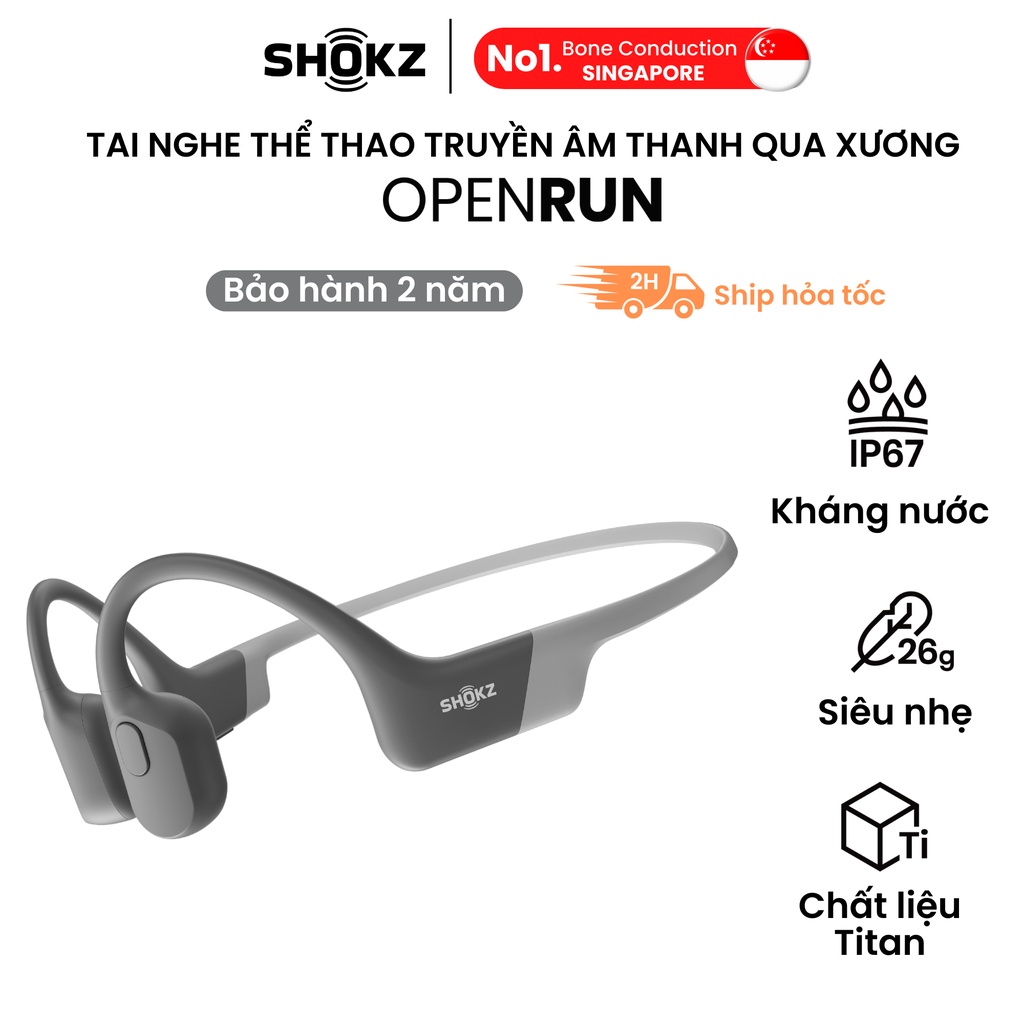 Tai Nghe Bluetooth Thể Thao Truyền Âm Thanh Qua Xương SHOKZ OPENRUN S803 Màu Xám - Bảo hành 2 năm