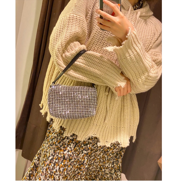 Túi xách nữ rhinestone đính đá size 18 xinh xắn chanh sả