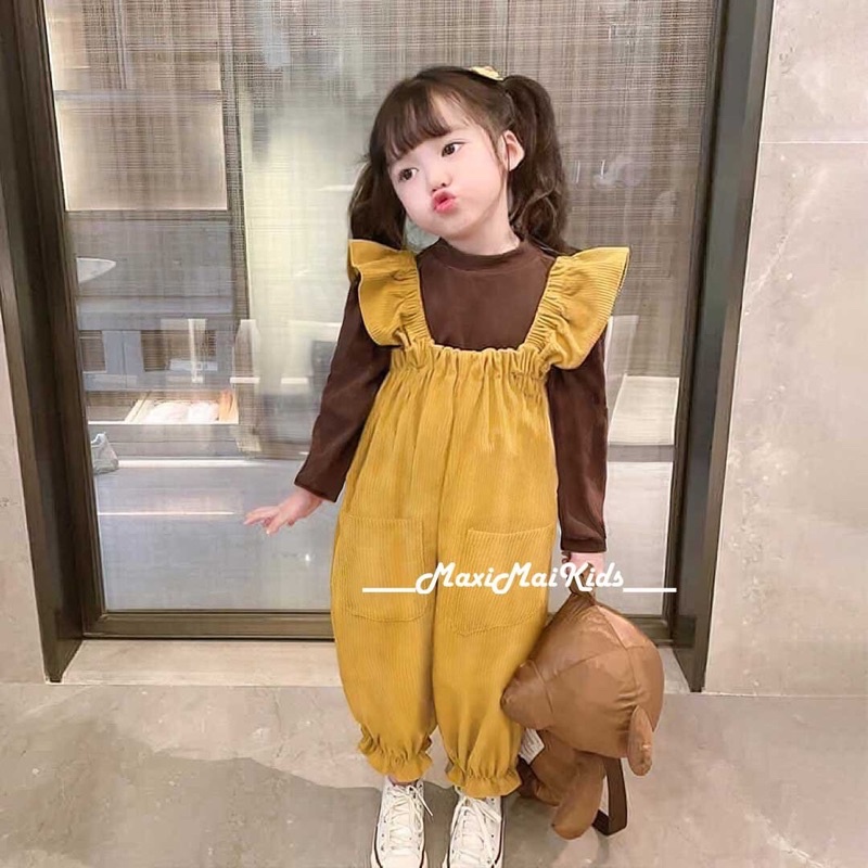 Set yếm quần + áo xinh xắn, ấm áp, dày dặn bé gái có size từ 11-32kg