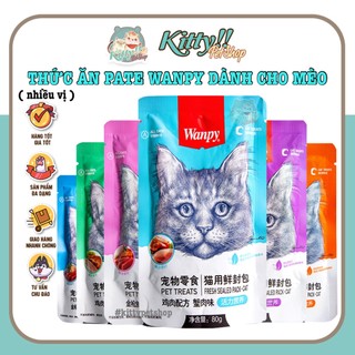 Thức ăn pate Wanpy 80g -  thức ăn dạng ướt, dinh dưỡng, thơm ngon, nhiều vị dành cho mèo - Kitty Pet Shop BMT