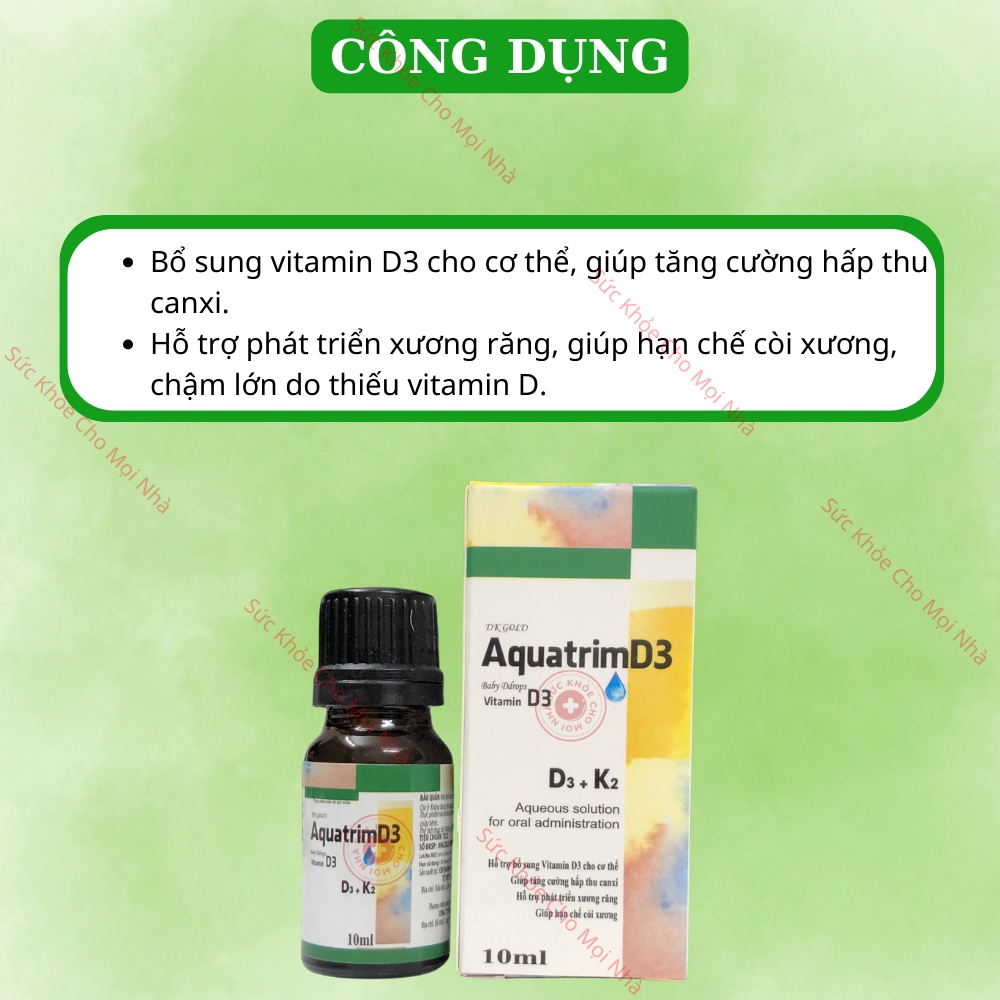 AquatrimD3.bổ sung vitain D3 giúp tăng cường hấp thu canxi phát triển xương hạn chế còi xương 10ml