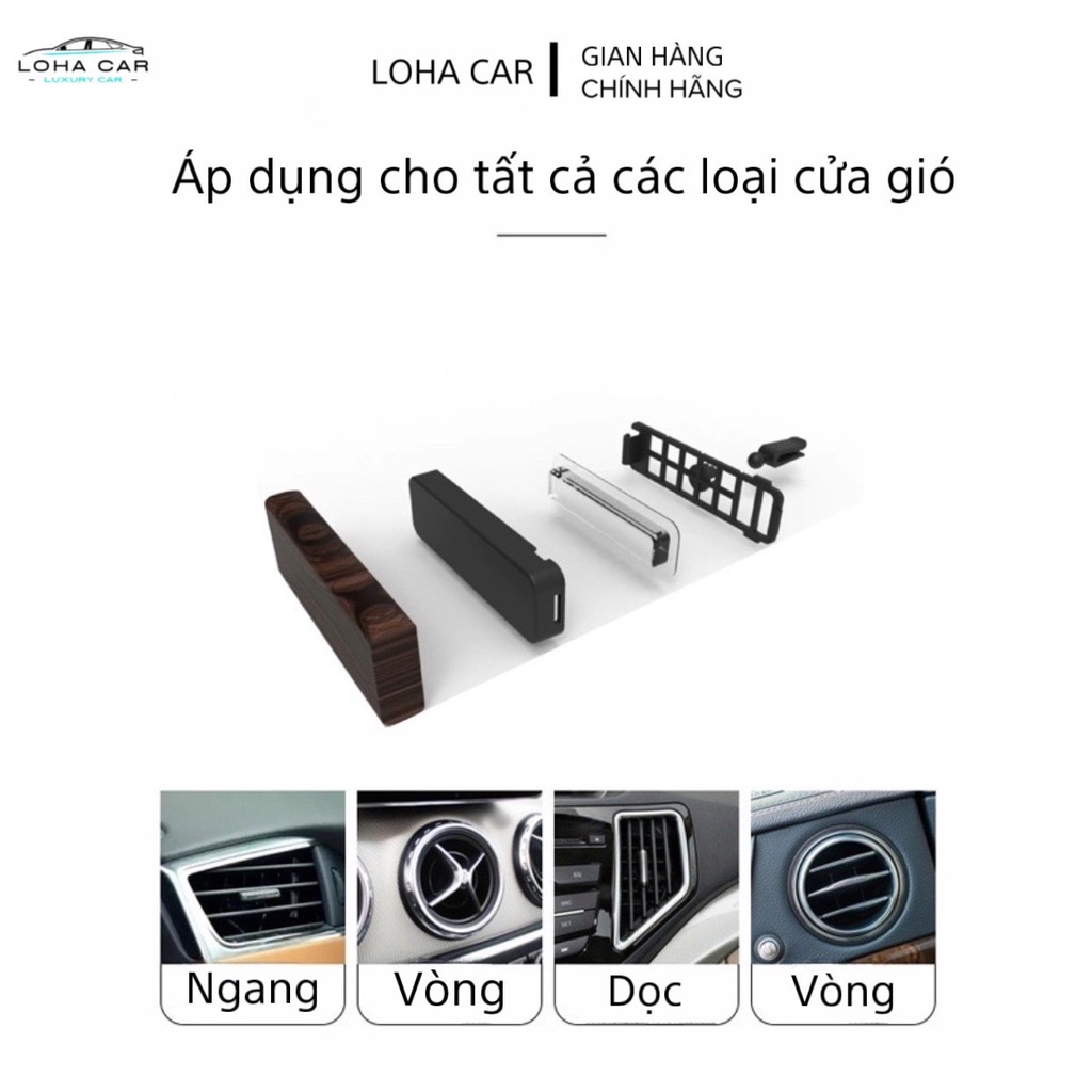 Thanh kẹp cửa gió dầu thơm xe hơi chất liệu gỗ tinh tế - LOHA CAR