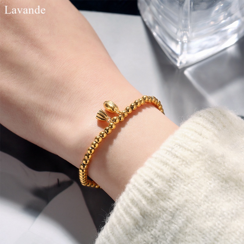 Vòng Tay Chuỗi Hạt Chất Liệu Thép Titan Mạ Vàng 18K Không Phai Màu LXJ7