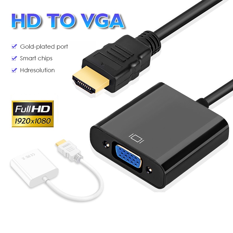 Cáp HDMI Sang VGA Cáp DMI Sang VGA HD 1080p Đầu Mạ Vàng HDMI To VGA Adapter Máy Tính Xách Tay Màn Hình TV / Máy Chiếu