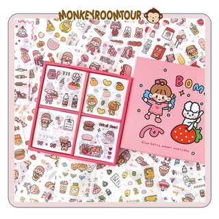 Sticker - Hình Dán Mini Cute - Hộp 100 Tờ Sticker Dán Mini Cô Gái Dễ Thương