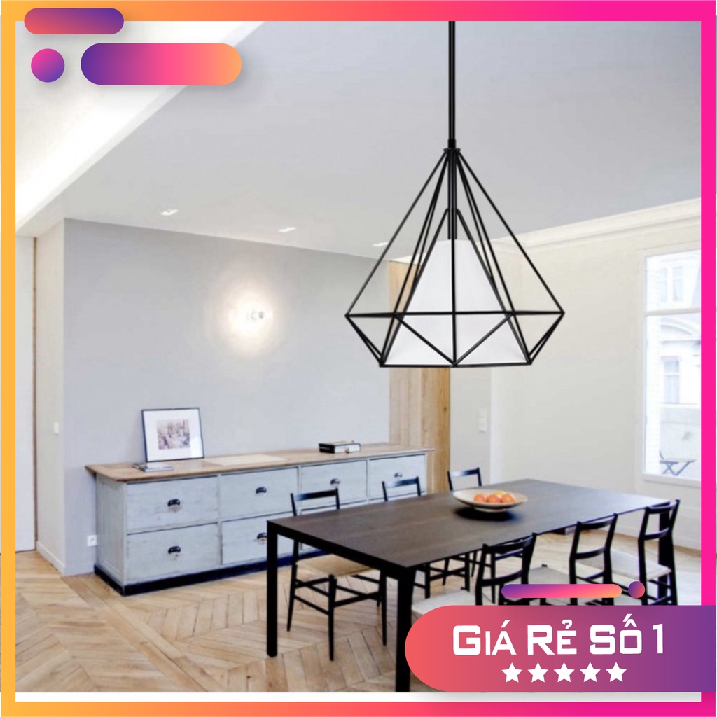 Đèn thả đơn kim cương khung sắt tĩnh điện kèm bóng led phi 250 + Video hướng dẫn lắp đặt DT 6527 OWL Lighting