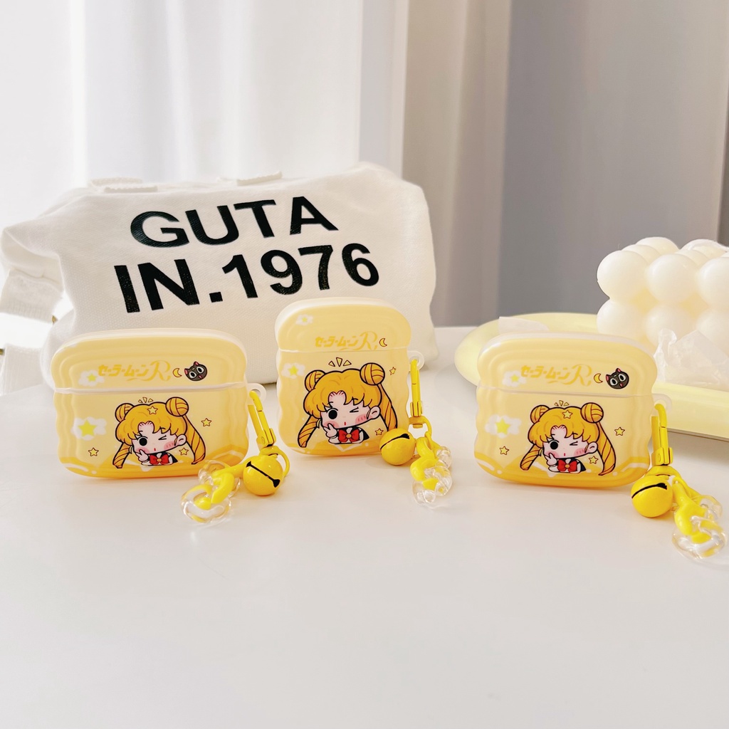 Sailor Moon Vỏ Bảo Vệ Hộp Sạc Tai Nghe Bluetooth Airpods 1 / 2 3 2021 Pro2 2022 Bằng Silicon Họa Tiết Thủy Thủ Mặt Trăng Dễ Thương Chống Sốc