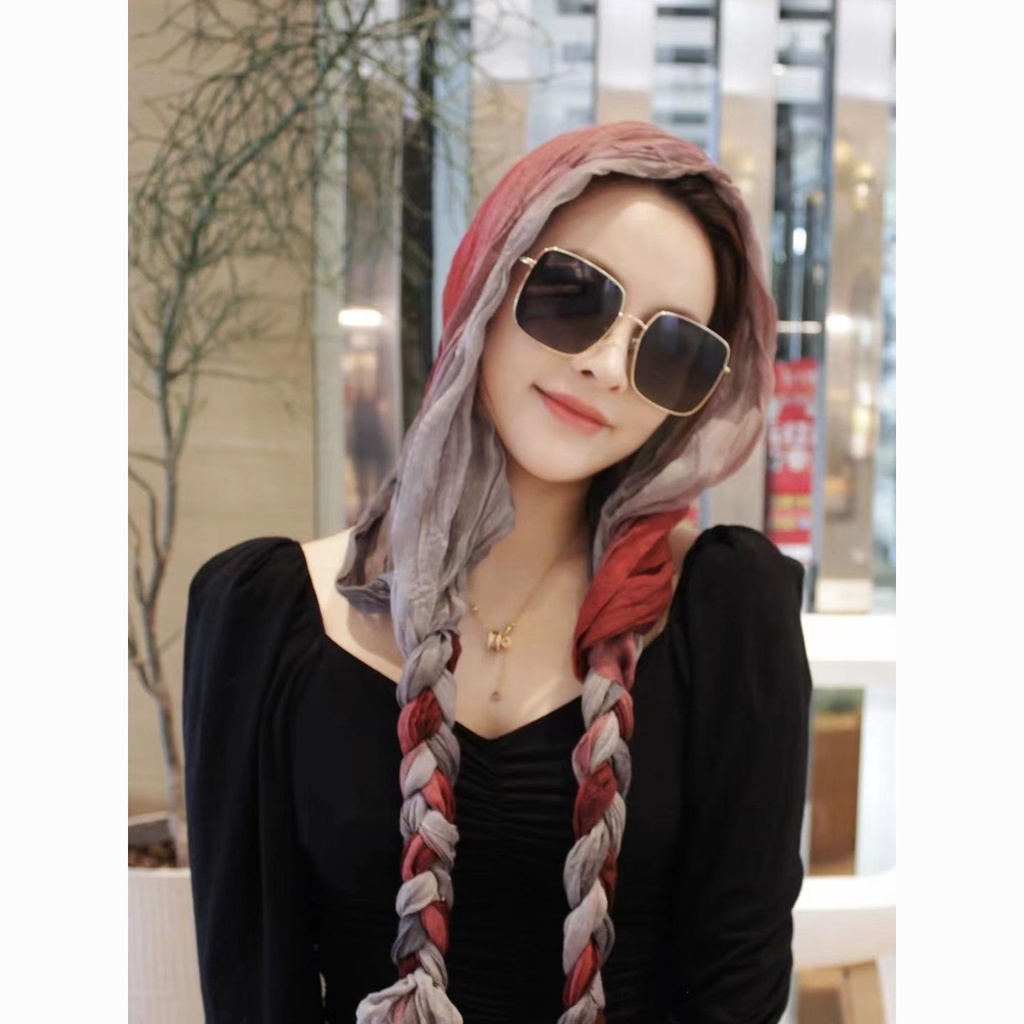 khăn quàng cổ Hàng Có Sẵn Mới Mũ Trùm Đầu Kiêm Khăn Choàng Cotton Lanh Dệt Tay Đa Chức Năng Chống Nắng Chống Gió E